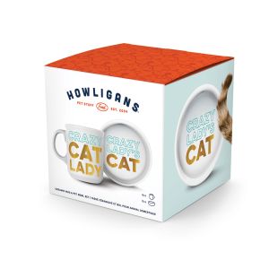 Fred Howligans Mug & Cat Bowl Set – Crazy Cat Lady White 16x16x10.5cm