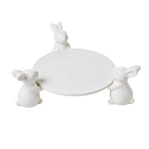 Emporium Ceramic 3 Bunny Plate White 26x20x10cm