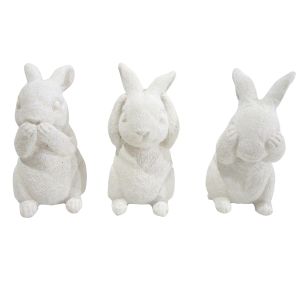 Emporium See No Evil Rabbits Sculpture 3pcs Set White 12x6x14cm