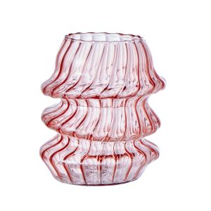 Emporium Ribbed Glass Vase Salmon 8.9x8.9x10.1cm