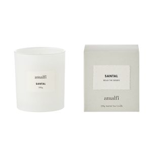 Amalfi Santal Scented Soy Wax Candle 330g White 9x9x10cm