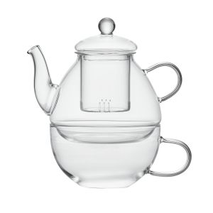 Leaf & Bean Frankie Tea For One Glass Teapot & Tea Cup 2pcs Set Clear