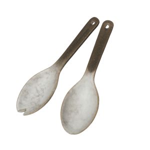 Grand Designs Dusk Stoneware Salad Servers 2pcs Set Cream & Brown 5.8x19.3x1.7cm