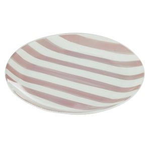 Emporium Medium Lulu Glass Plate Pink Stripe 19.9x19.9x1.7cm
