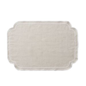 Society Home Chloe Liveable Linen Placemats 4pcs Set Beige & Off White 48x33x1cm