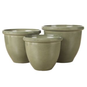 Rogue Milan Glaze Look Planter 3pcs Set Green 49x49x42cm