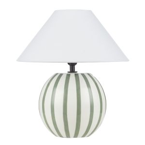 Emporium Arya Stripe Ceramic Table Lamp Green 25x25x28cm