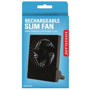 Kikkerland Rechargeable Slim Fan Black 8x2.3x11cm