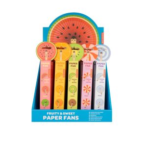 Kikkerland Fruity & Sweet Paper Fans CDU 25pcs/5 Assorted
