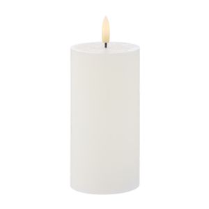 Amalfi Hughe LED Flickering Pillar Candle Rustic White 7.5x7.5x15cm