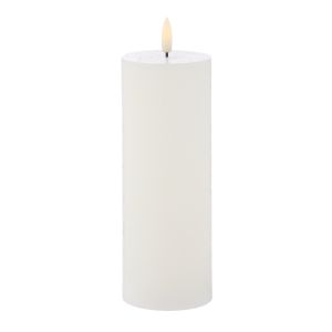 Amalfi Hughe LED Flickering Pillar Candle Rustic White 7.5x7.5x20cm