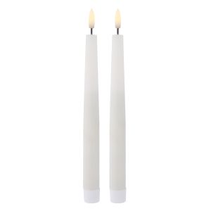 Amalfi Hughe LED Flickering Taper Candle 2pcs Set Rustic White 2x2x24cm