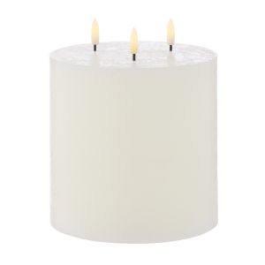 Amalfi Hughe LED Flickering Pillar Candle 3 Wicks Rustic White 15x15x15cm