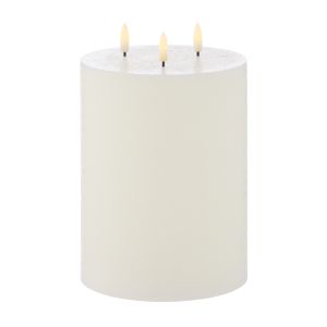 Amalfi Hughe LED Flickering Pillar Candle 3 Wicks Rustic White 15x15x20cm