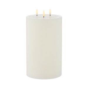 Amalfi Hughe LED Flickering Pillar Candle 3 Wicks Rustic White 15x15x25cm