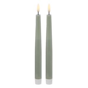 Amalfi Hughe LED Flickering Taper Candle 2pcs Set Rustic Green 2x2x24cm