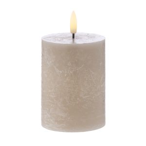 Amalfi Hughe LED Flickering Pillar Candle Rustic Taupe 7.5x7.5x10cm