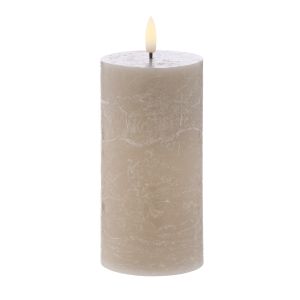 Amalfi Hughe LED Flickering Pillar Candle Rustic Taupe 7.5x7.5x15cm