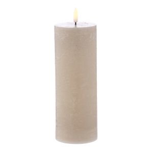 Amalfi Hughe LED Flickering Pillar Candle Rustic Taupe 7.5x7.5x20cm