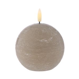 Amalfi Hughe LED Flickering Spherical Candle Rustic Taupe 10x10x9cm