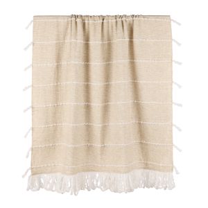 Amalfi Darby Wool Blend Woven Throw Natural & White 130x180x1cm