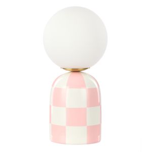 Emporium Archie Table Lamp Pink & White 15x15x32cm