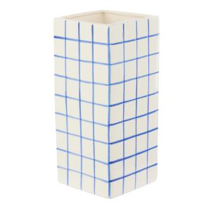 Emporium Lulu Collection Grid Vase Square Blue 11.8x11.8x25.5cm