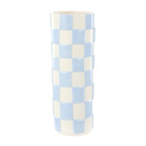 Emporium Lulu Collection Check Vase Round Blue 10.5x10.5x28.2cm