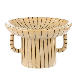 Academy Sabi Stripe Decor Dish Large Beige & Black 25.5x25.5x16.5cm