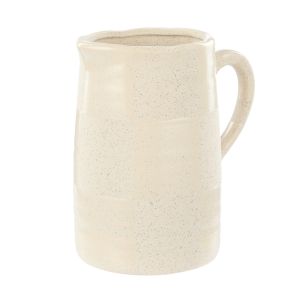 Amalfi Pierre Ceramic Check Vase Taupe & White 17.5x12.5x19.5cm