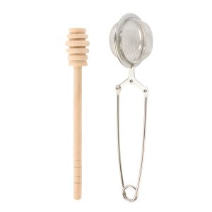 Leaf & Bean Tea Infuser & Honey Dipper Set Natural 17x5x4cm/15cm