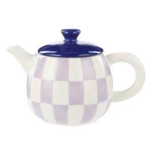 Emporium Check Teapot 700ml Lilac & Navy 20.5x14x13cm