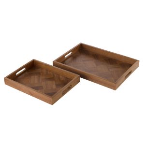 Academy Aldus Ash Wood Veneer Tray 2pcs Set Natural 51x35.5x5cm