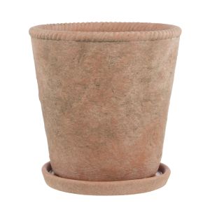 Rogue Chinon Round Pot With Saucer Large Terracotta 26x26x26cm