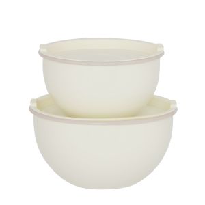 Davis & Waddell Daylesford Enamel Mixing Bowls With Lid 2pcs Set Cream