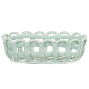 Davis & Waddell Rye Stoneware Oblong Woven Basket Green 25x15.5x8cm