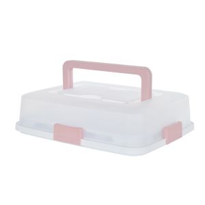 Davis & Waddell 2 in 1 Rectangle Cake and Cupcake Carrier Pink & White 44.5x36x11.5cm