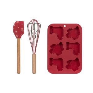 Davis & Waddell Cake Mould and Kitchen Utensils 3pcs Gift Set Red