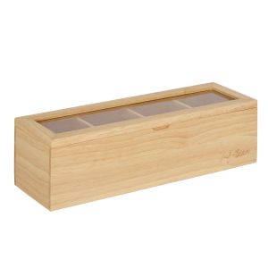 Leaf & Bean Timber Tea Box Small Natural 30x9x9cm
