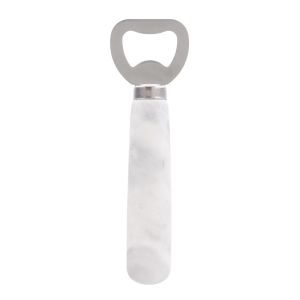 Davis & Waddell Nuvolo Marble Bottle Opener White Grey & Silver 13.5x4x2.3cm