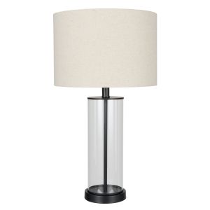 Society Home Chapel Table Lamp Black & Natural & Glass 34x34x61cm