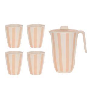 Davis & Waddell Saltara Bamboo Fibre Jug 1.7L & 4pcs Tumblers 450ml Brown 19.3x14x21.2cm/1.7L
