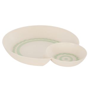 Davis & Waddell Saltara Bamboo Fibre Round Chip & Dip Platter Dark Green & Mint Green 37.8x32x5.1cm