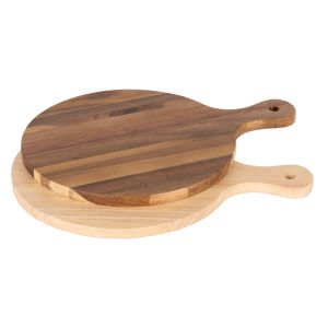 Davis & Waddell Cantina Acacia & Rubber Wood Round Serving Board 2pcs Assorted 19x25x1cm