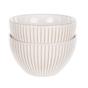 Davis & Waddell Maisie Ribbed Porcelain Dessert Bowls 450ml 2pcs Set Milky White 13x13x7.5cm