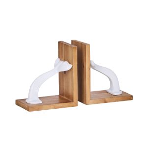 Amalfi Cyrus Whale Book End Natural & White 16x11x18cm