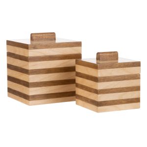 Academy Berg Decorative Box 2pcs Set Light & Dark Timber 14x14x17.5cm