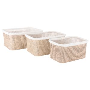 Amalfi Arlow Collection Basket 3pcs Set Natural & White 32x22x17cm/37x27x18.5cm/42x30x19.5cm