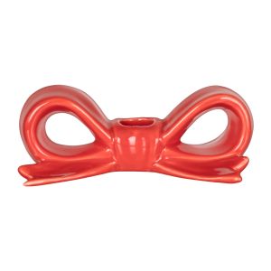 Emporium Saylor Bow Candle Holder Red 14.5x8x5.3cm
