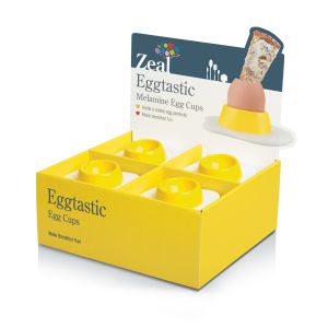 Zeal Eggtastic Egg Cups CDU/24pcs White & Yellow 10.2x11.2x2.3cm